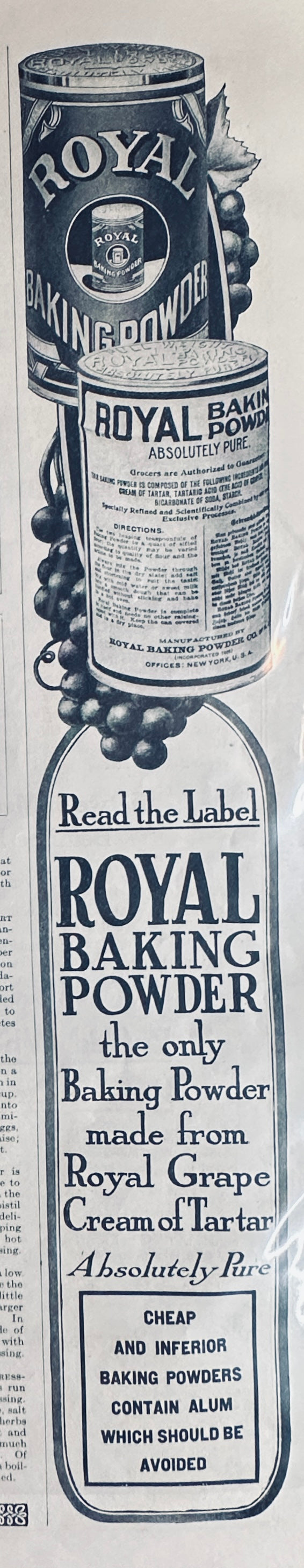 1911 (2) Magazine ads on one page - Quaker Oats Cereals & Royal Baking Powder