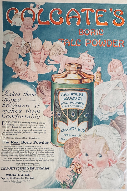 1911 Colgate - Cashmere Bouquet Baby Powder Magazine Ad - Too Cute!