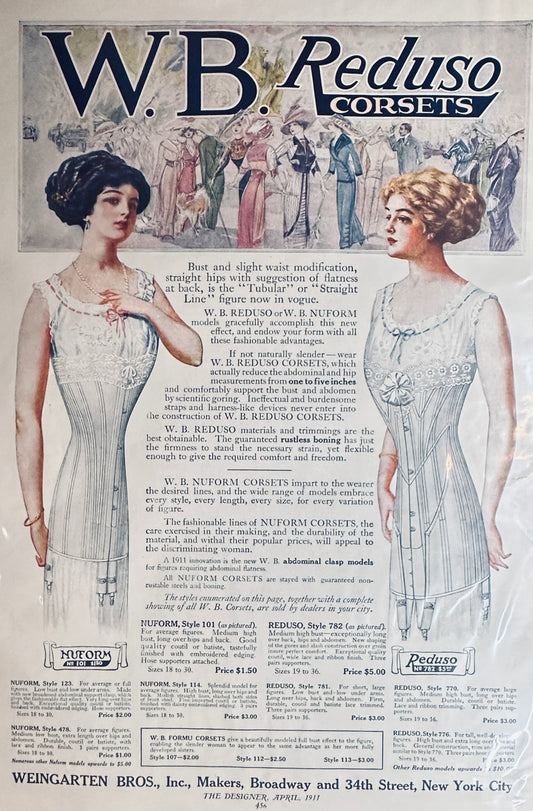 1911 W.B. Reduso Corsets Magazine Advertisement - the Designer Magazine