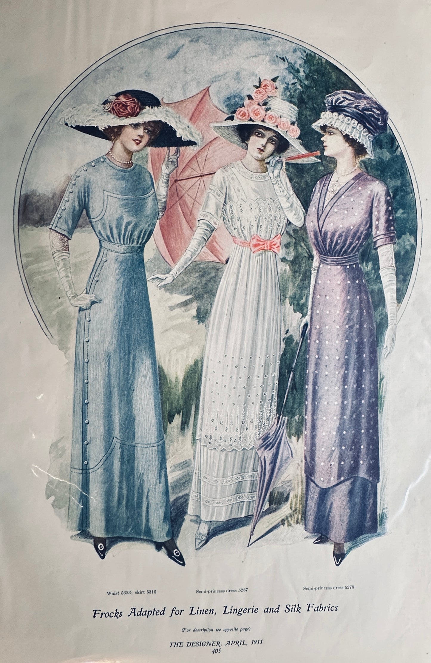 1911 "The Designer" Magazine ad for Dress Patterns - Both Sides - Gorgeous!!