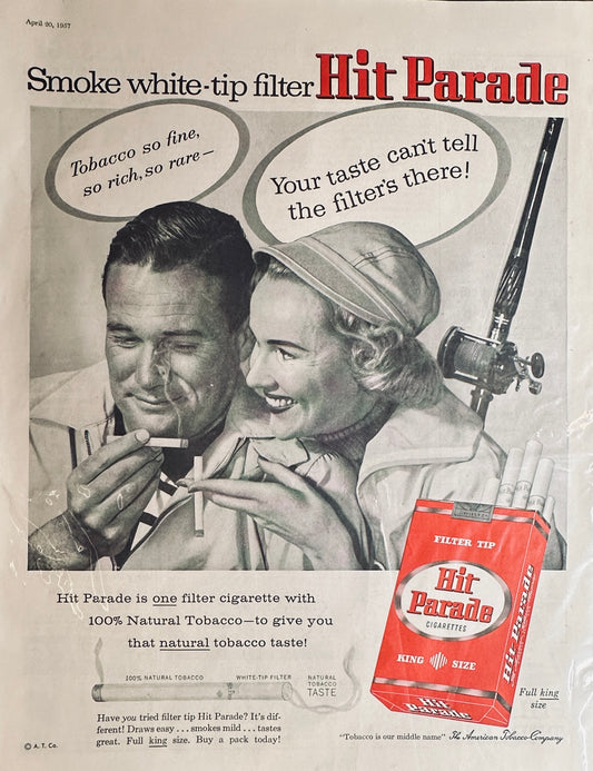 1957 Hit Parade Cigarette Magazine Ad - The American Tobacco Company