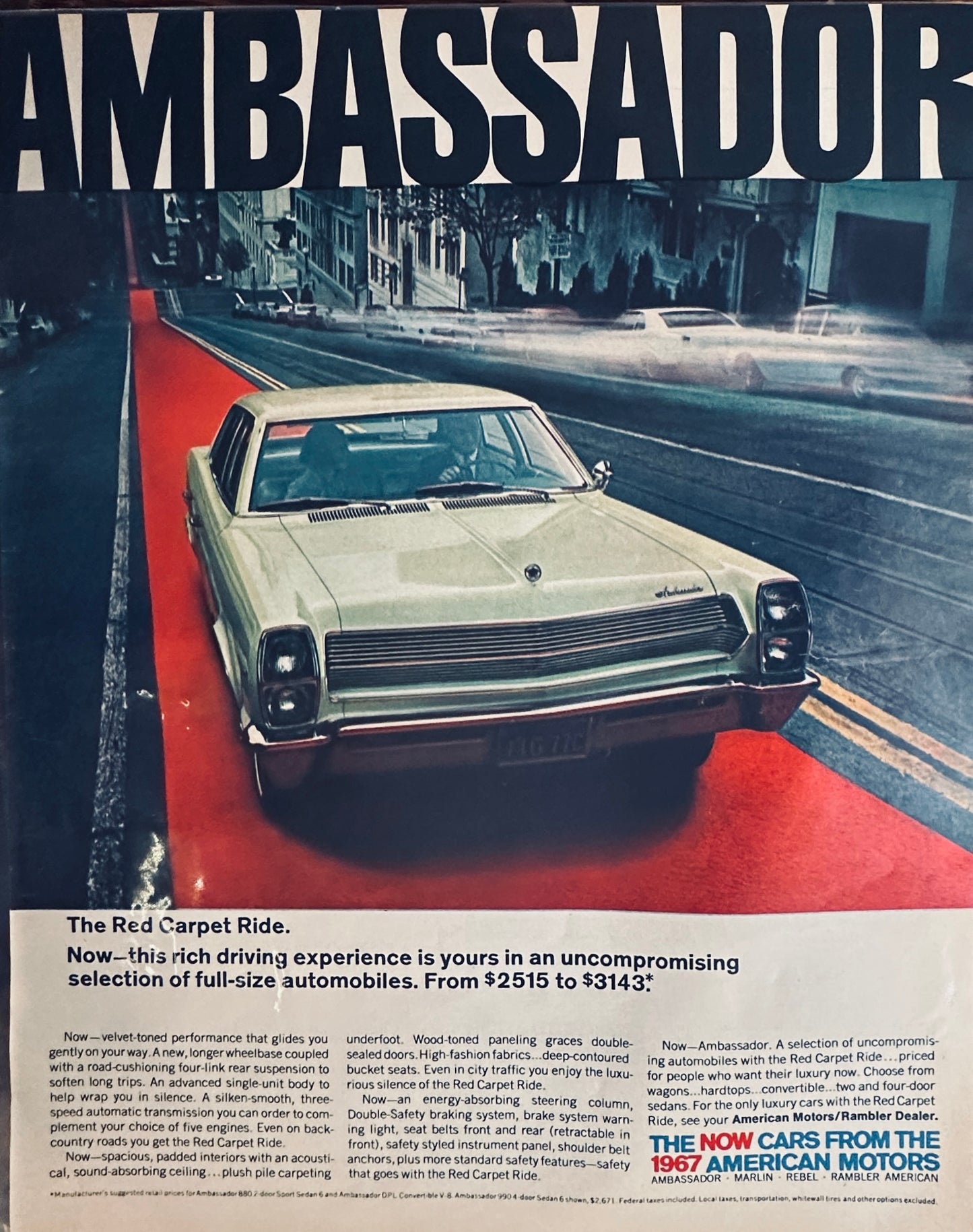 1967 AMC American Motors Ambassador - The Red Carpet Ride - Magazine Ad