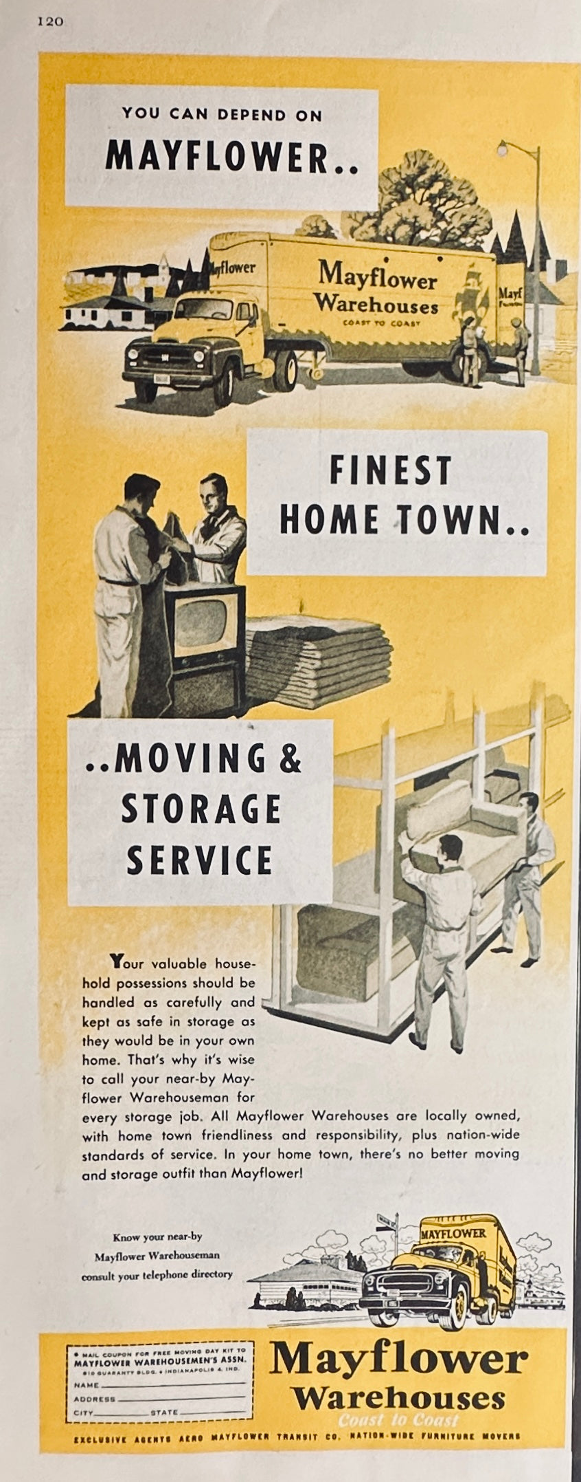 1957 Mayflower Moving Vans & Warehouses - Magazine Ad