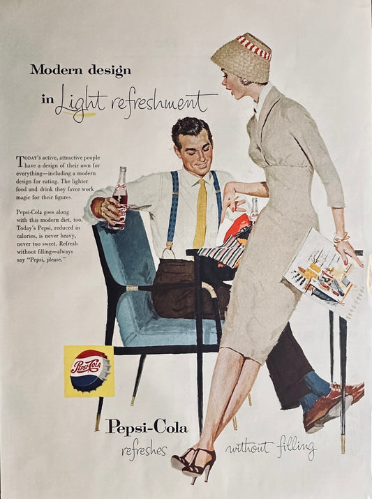 1957 Pepsi Cola refreshes without Filling Interior Designer - Basket Hat