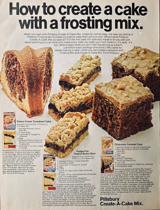 1971 Pillsbury Create- A Cake - With A Frosting Mix - Magazine Ad