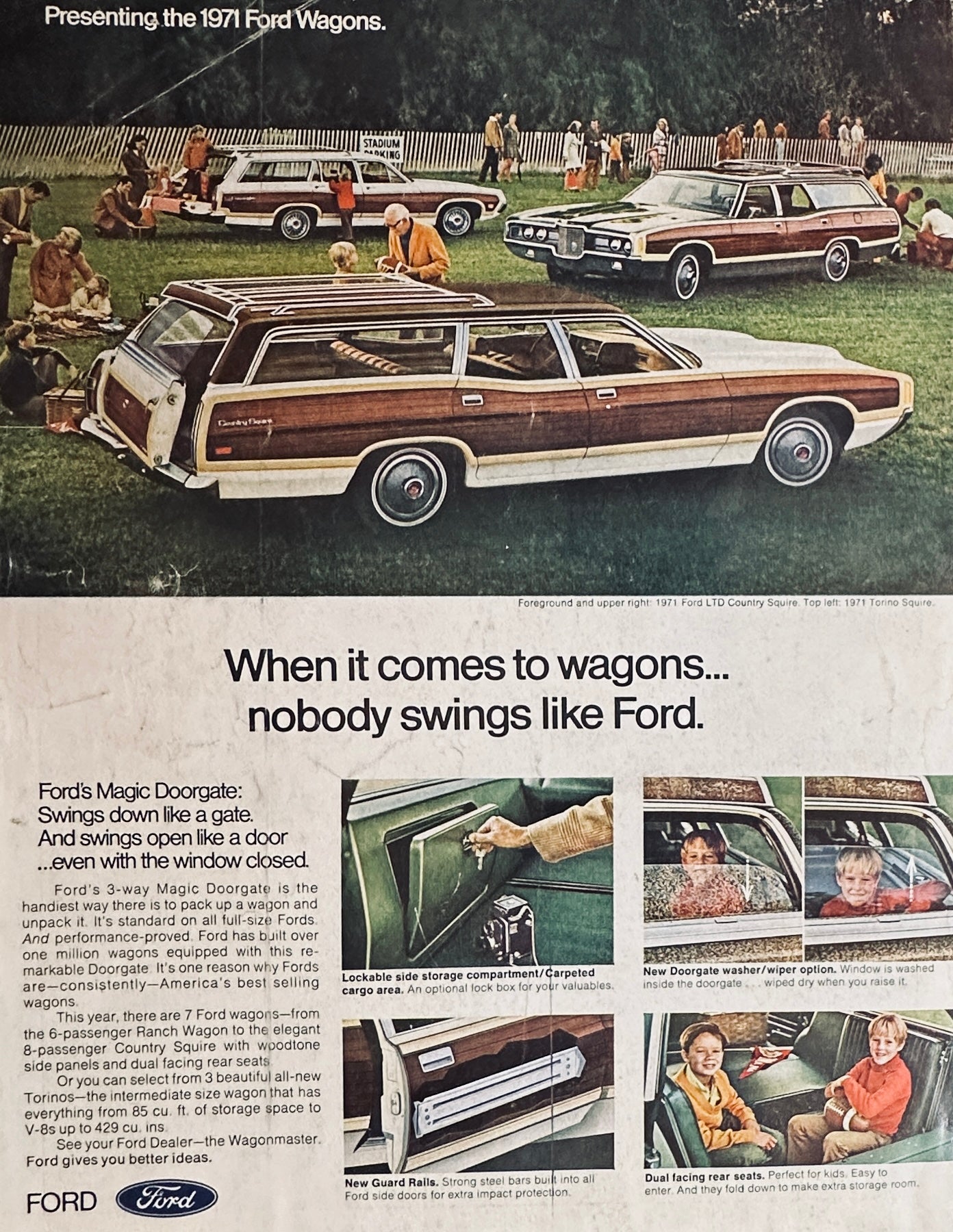 1971 Introducing the Ford Wagons Country Squire & Torino Squire Magazine Ad