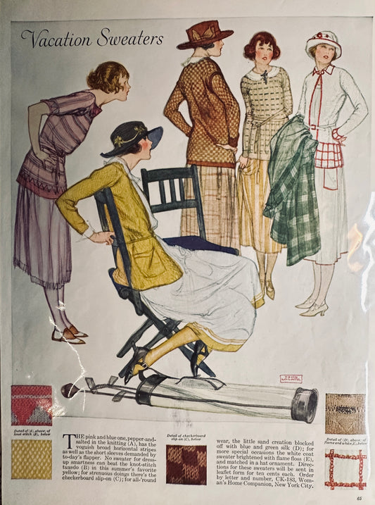 1922 Vacations Knitted Sweater Patterns & Peasant Frocks Magazine Ads #561