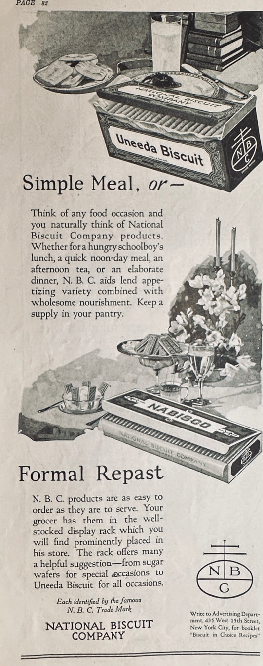 1922 Nabisco Uneeda Biscuit & Colgate Toothpaste Magazine Ads #535