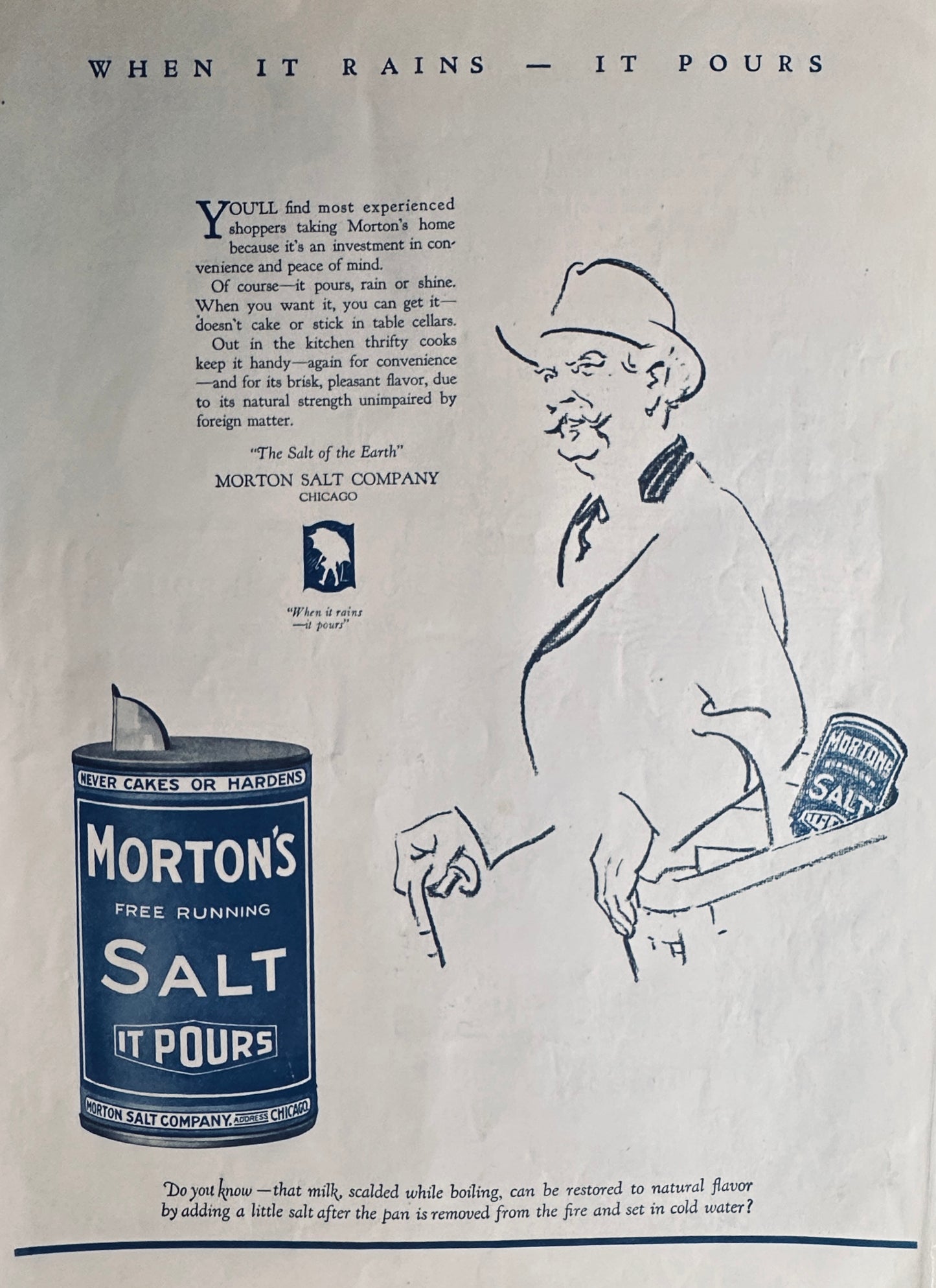 1922 Morton's Salt - Free Running Salt & Pro-phy-lac-tic Hair Brush Magazine Ad