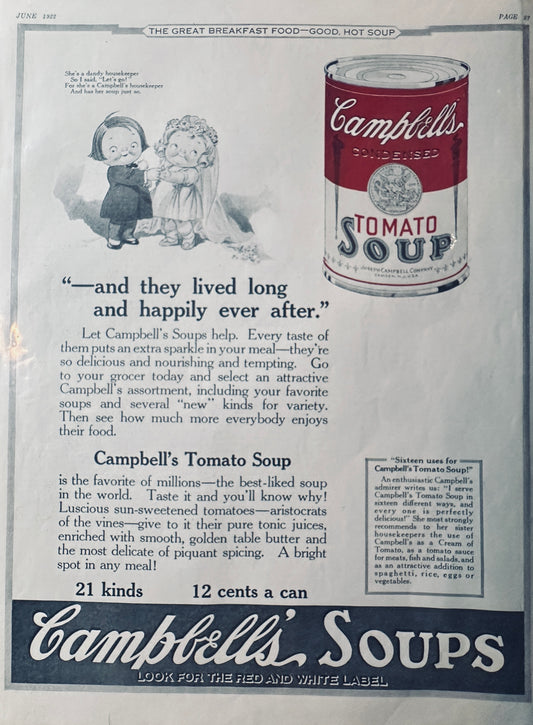 1922 Campbell's Soup & Campbell's Kids - Tomato Soup - Magazine Ad
