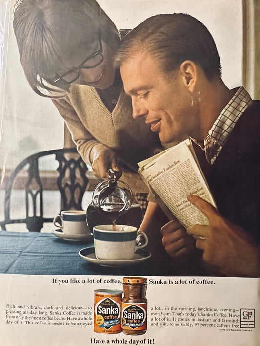 1964 Sanka Ground & Instant Coffee Is a Lot of Coffee Magazine Ad