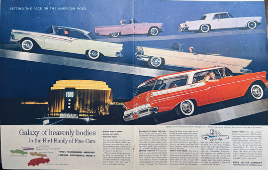 1957 Centerfold Ford Family of Fine Cars Magazine Ad - Lincoln - Mercury