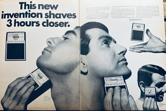 1966 2-Page Remington Electric Shaver Magazine Ad