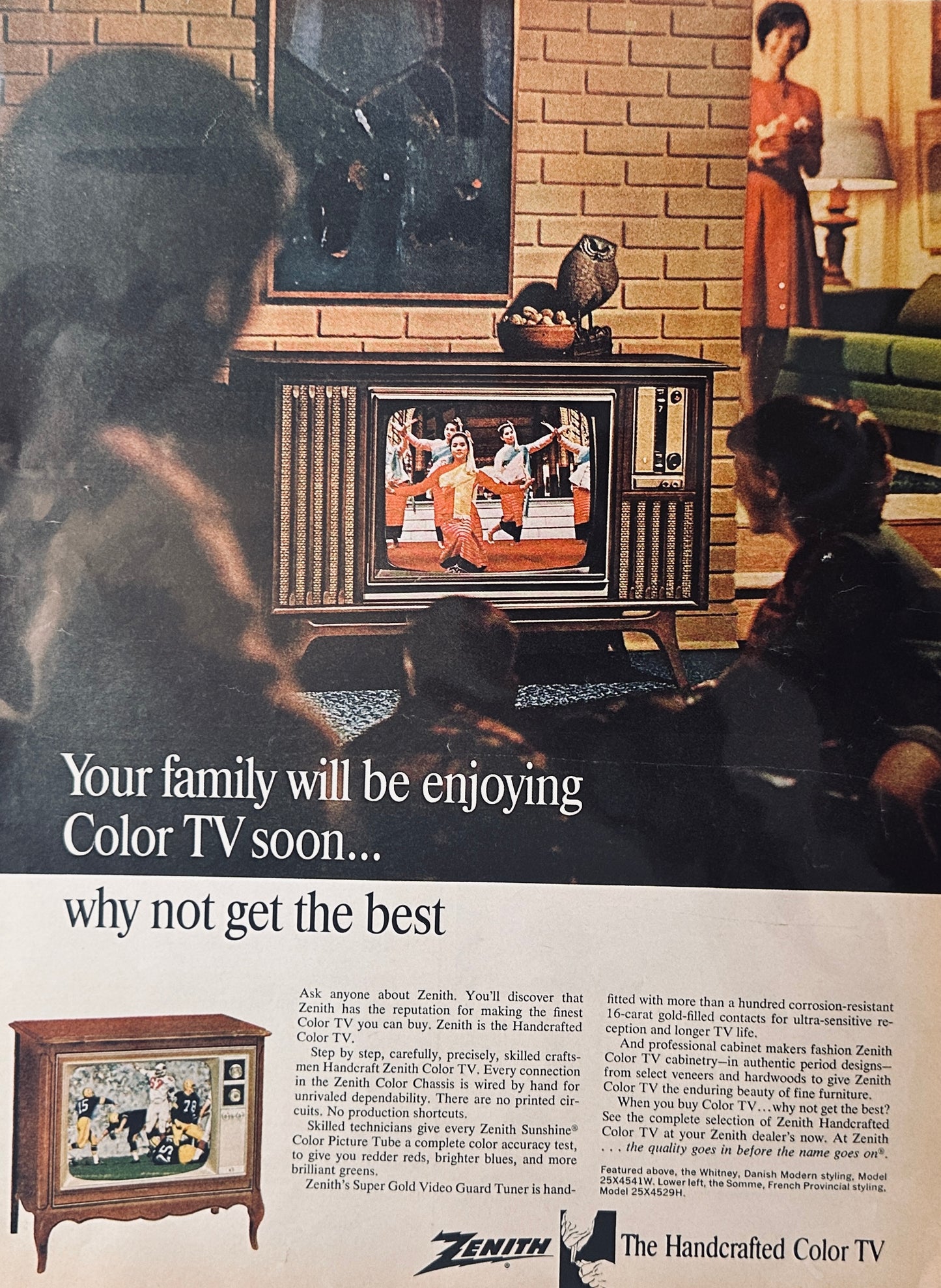 1966 Zenith Color Floor Model Television Magazine Ad