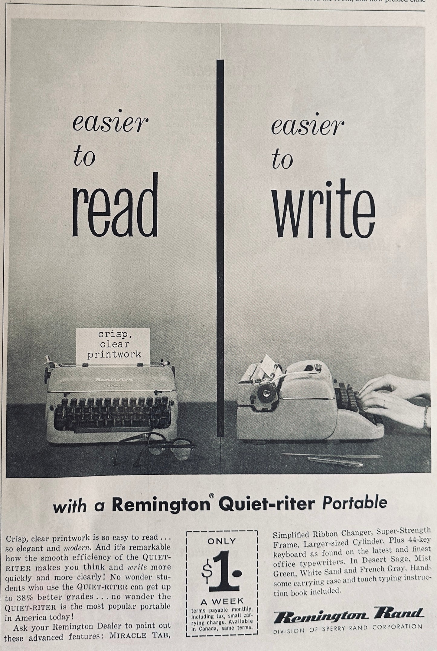 1957 Sunbeam Electric Tools & Remington Portable Typewriter Magazine Ads