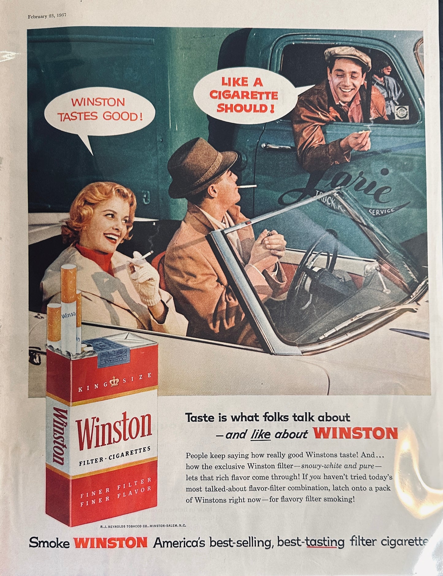 1957 Winston Cigarettes Magazine Ad - Tastes Good Like A Cigarette Should - Magazine Ad