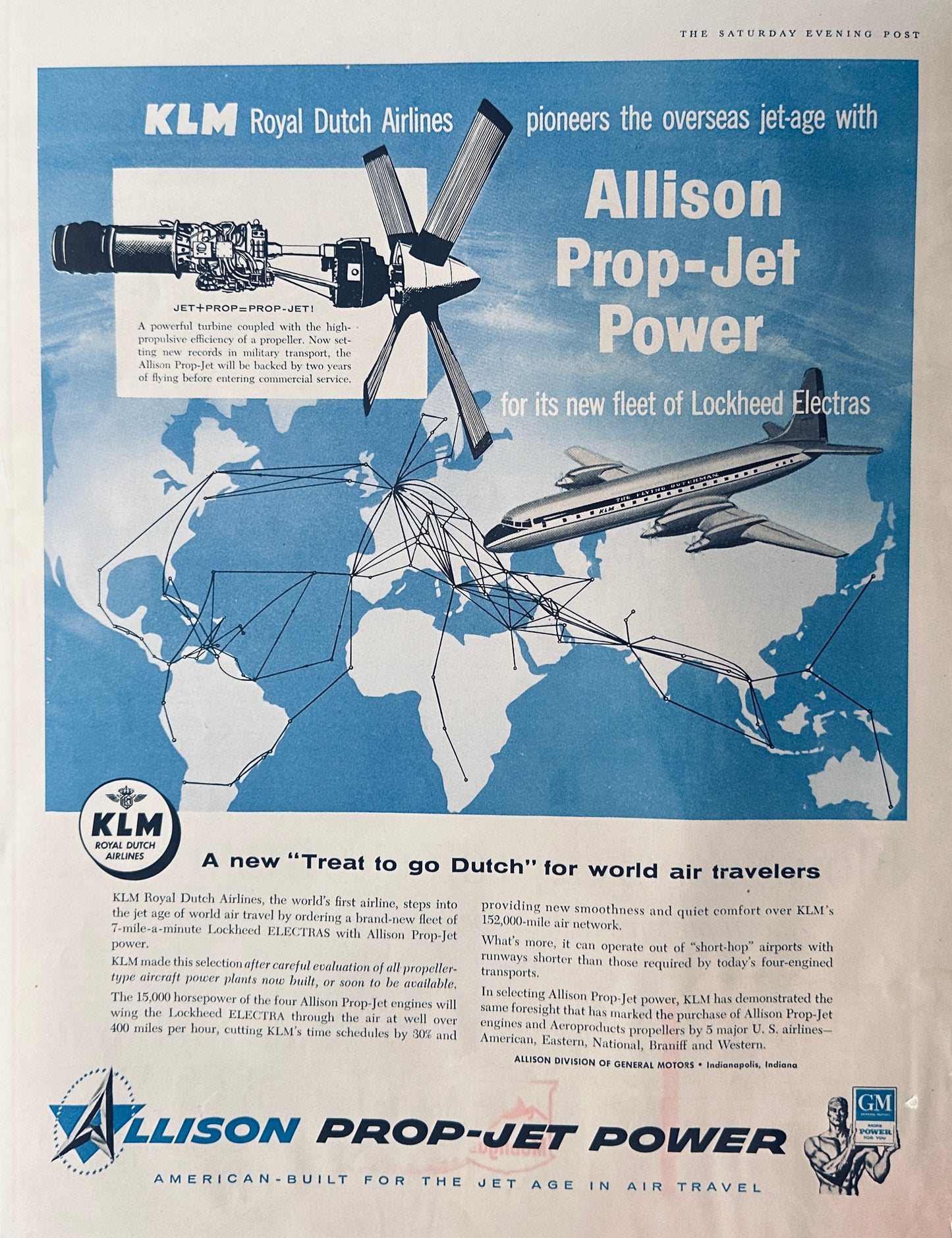 1957 Lockheed Electras - KLM - Allison Prop Jets - Mobiloil - Mobilgas - Ads