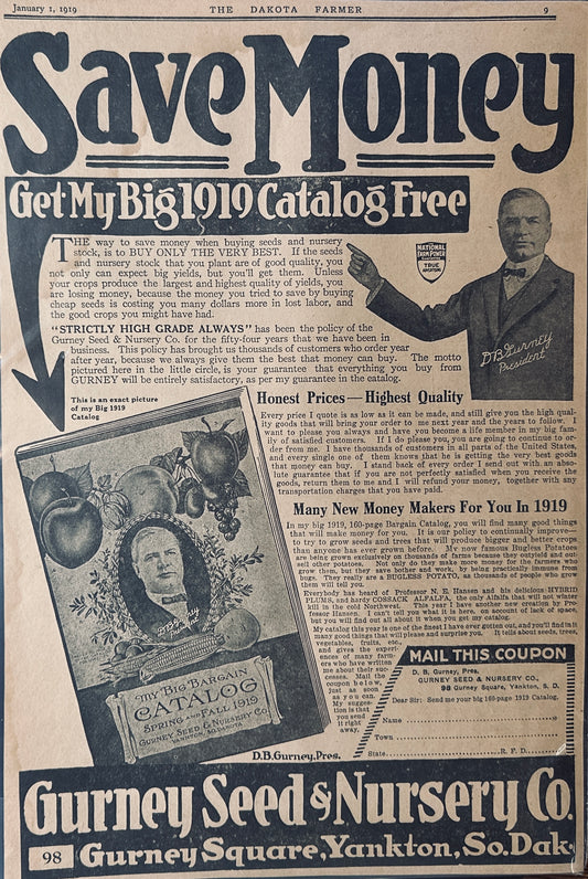 1919 Gurney Seed & Nursery Co Promotional Advertisement