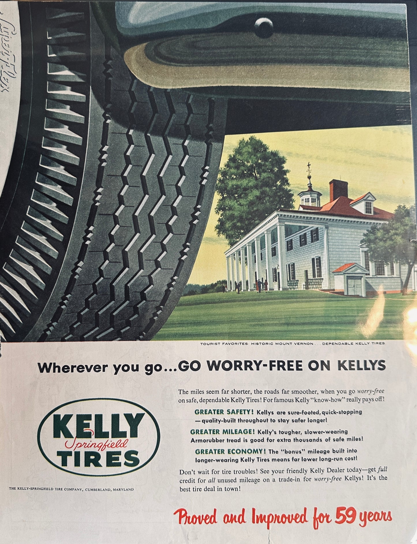 1953 Kelly Springfield Tires Magazine Ad