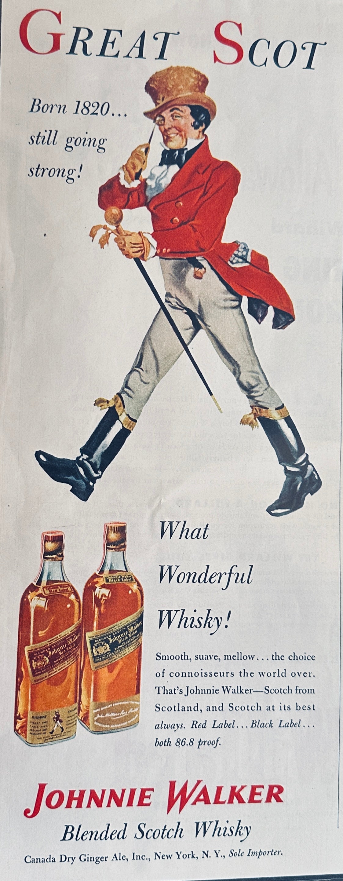 1953 Willard Safety Fill Car Battery & Johnnie Walker Whiskey Magazine Ad