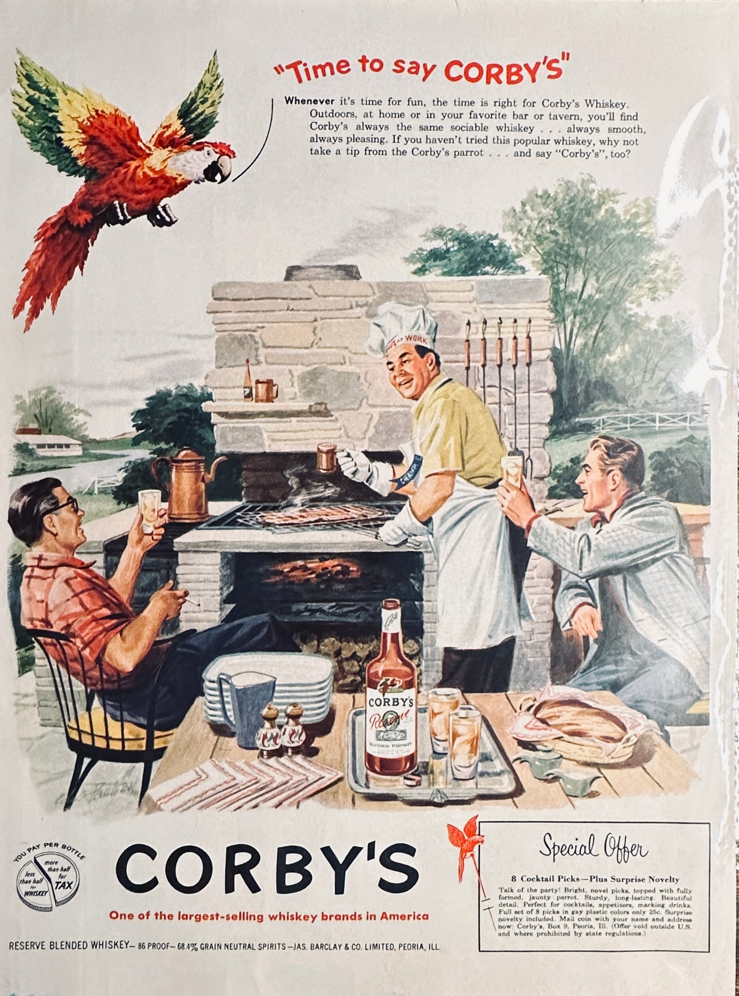 1953 Corby's Whiskey & Prince Albert Tobacco Magazine Ad