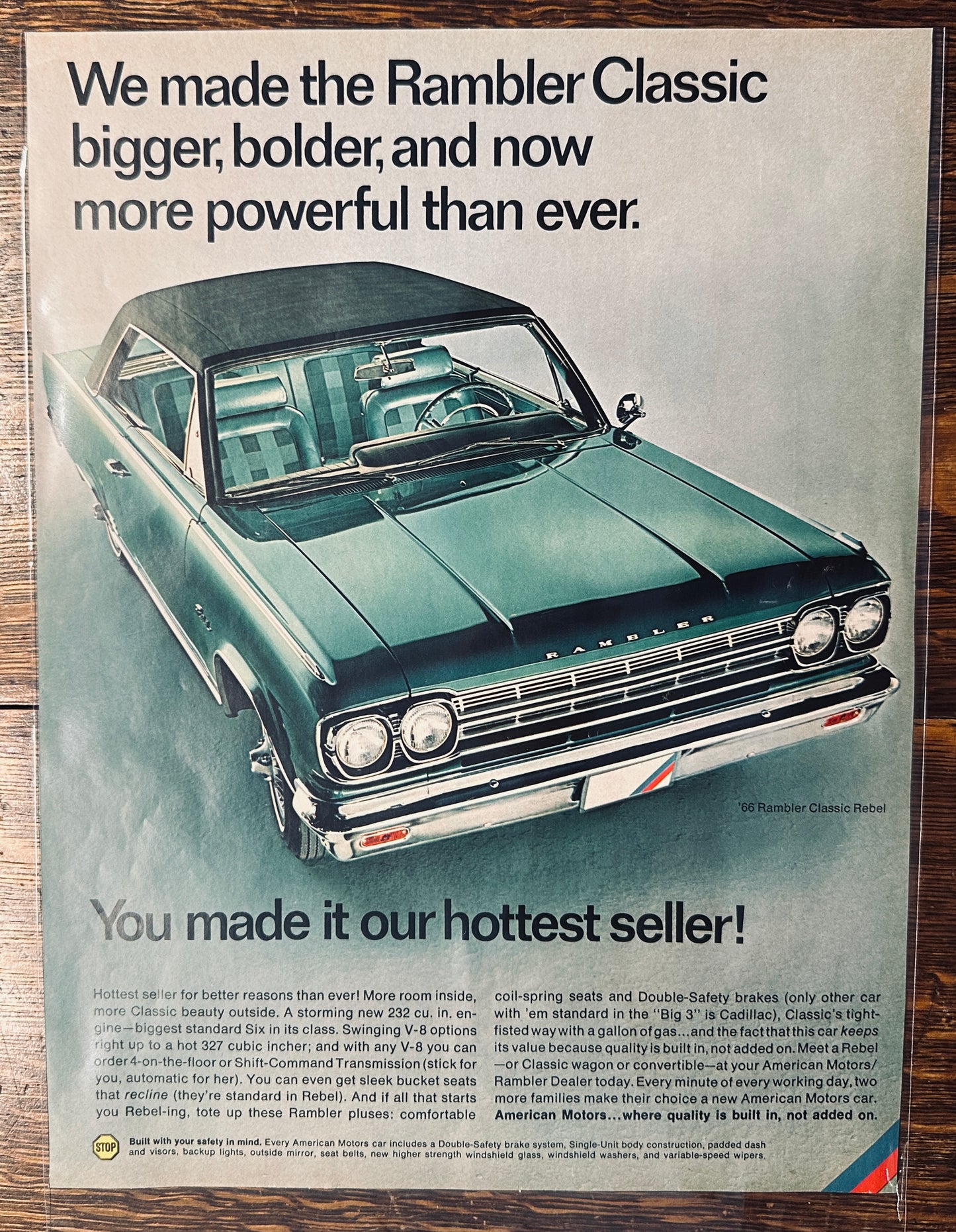 1966 AMC Rambler Classic Rebel - American  Muscle Car - Magazine Ad