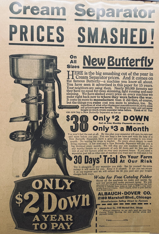 1922 Albaugh-Dover Co Cream Separator Magazine Ad S36