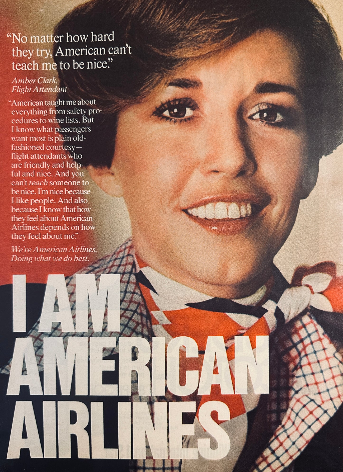 1976 American Airlines - Amber Clark Flight Attendant Promotional Ad