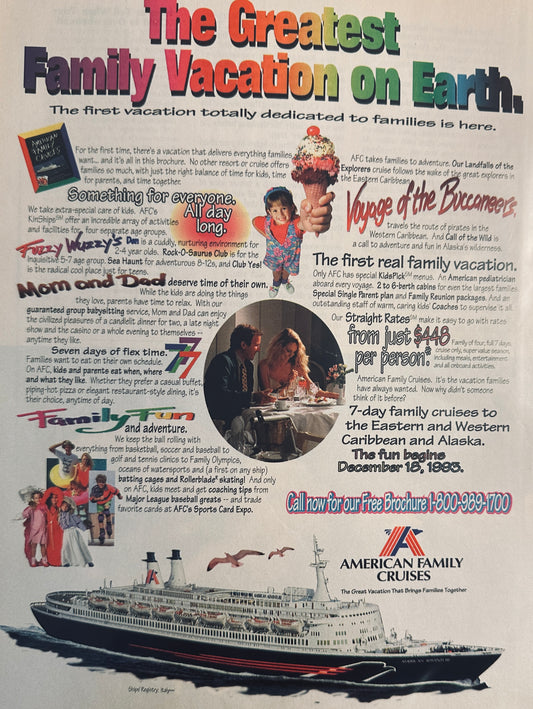 1993 American Family Cruises - Caribbean & Alaska - 7 Day Family Cruises Ad