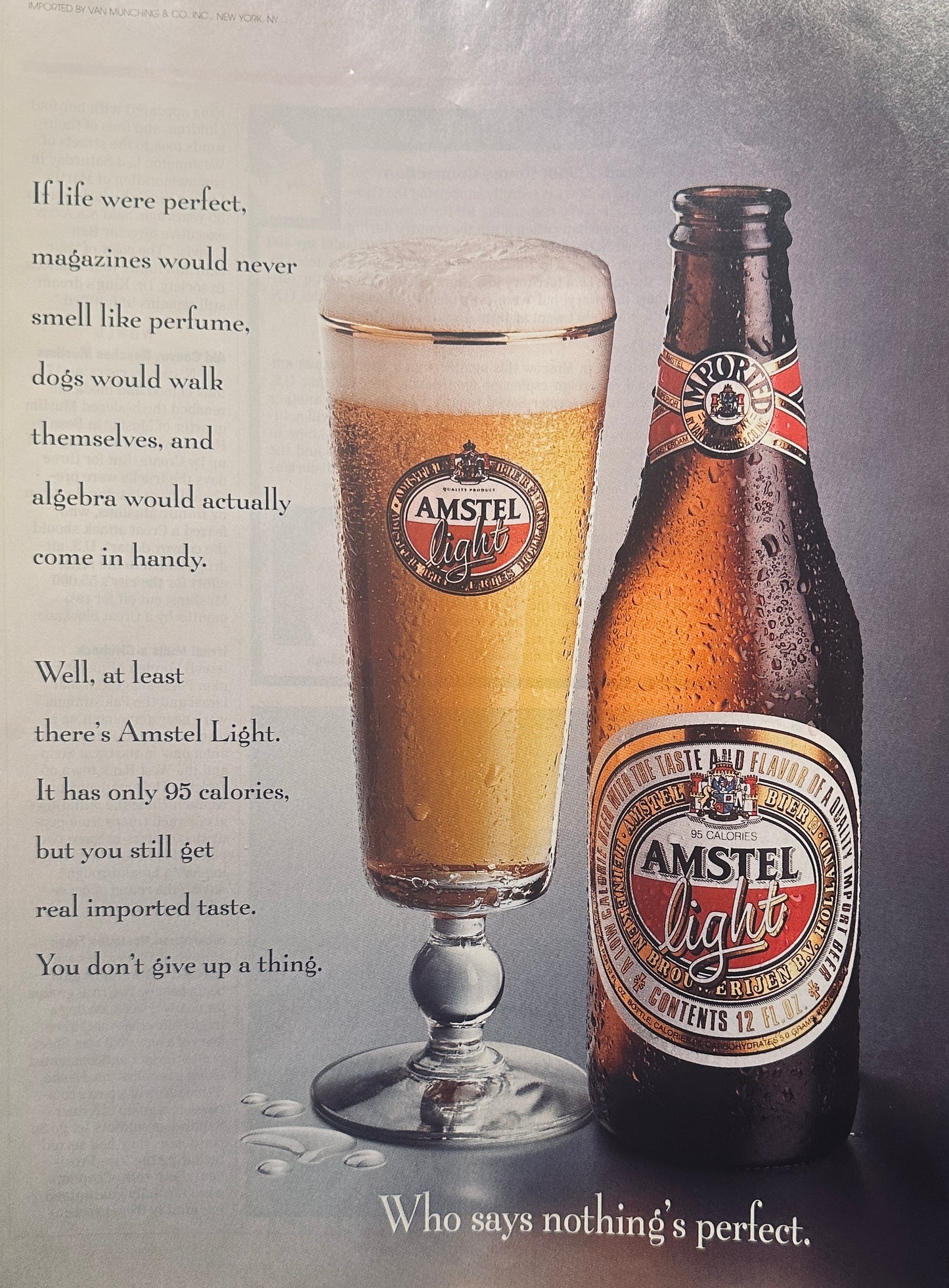 1993 Amstel Light Beer Only 95 Calories Promotional Ad