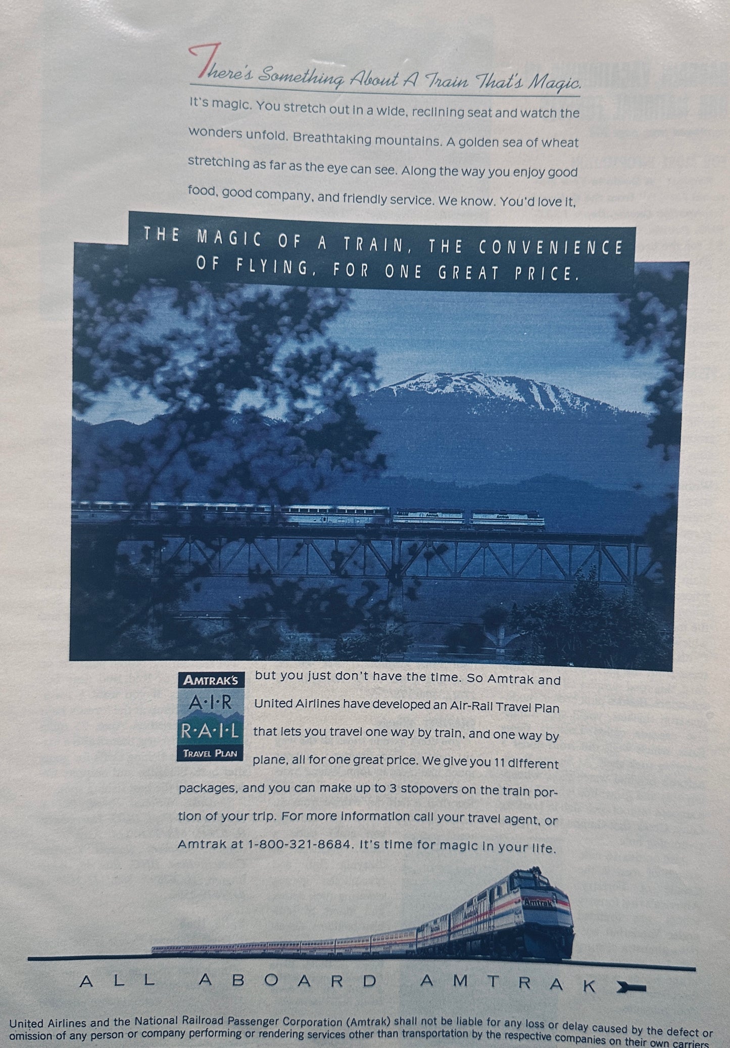 1993 Amtrak Rail Vacations Magazine Ad