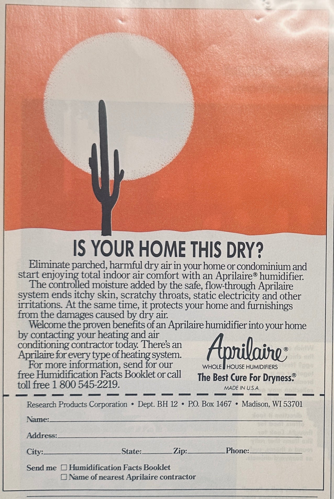 1992 Research Products Corporation - Aprilaire Humidifiers Magazine Ad