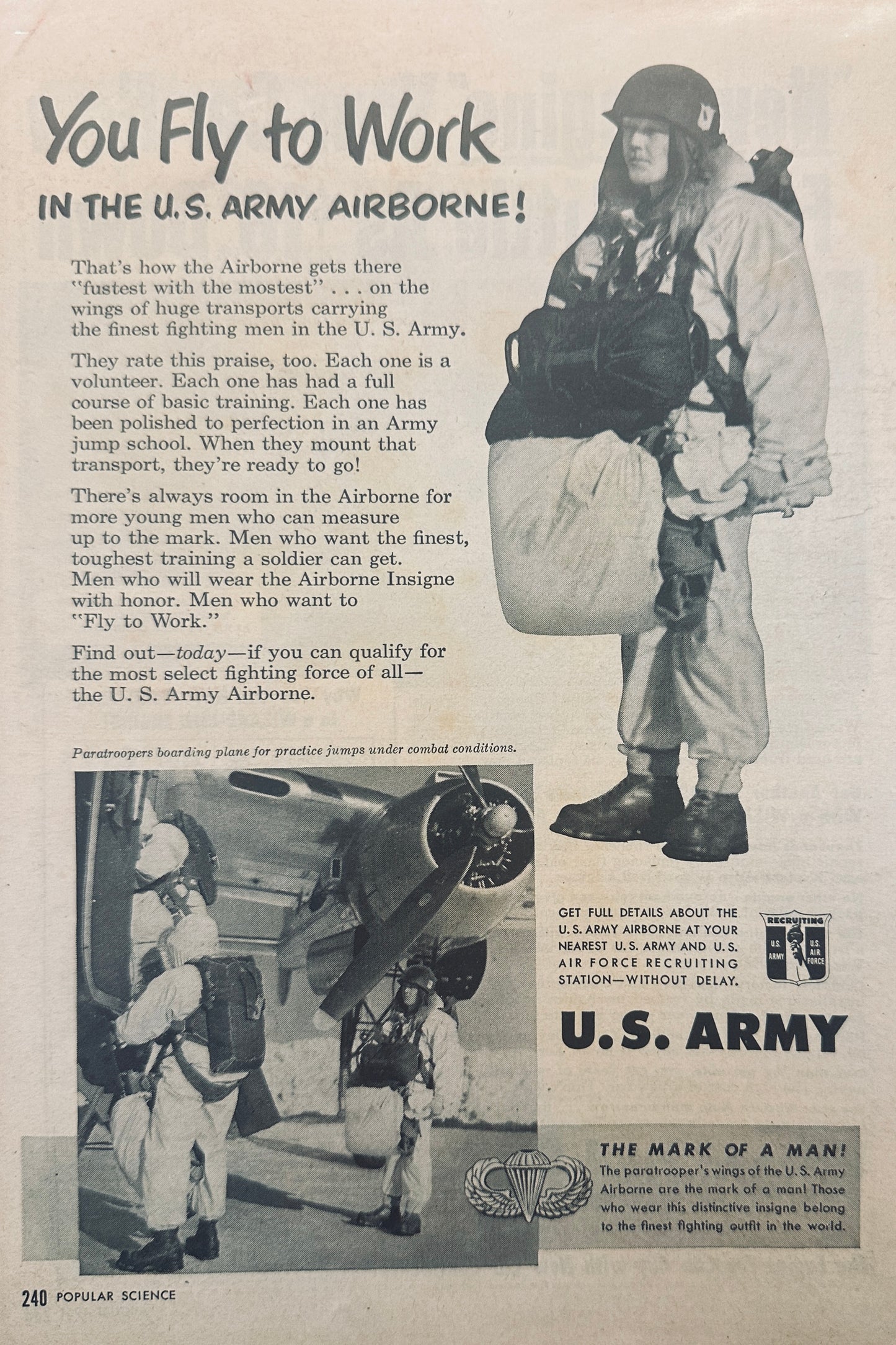 1951 US Army Airborne Recruitment Promotional Ad