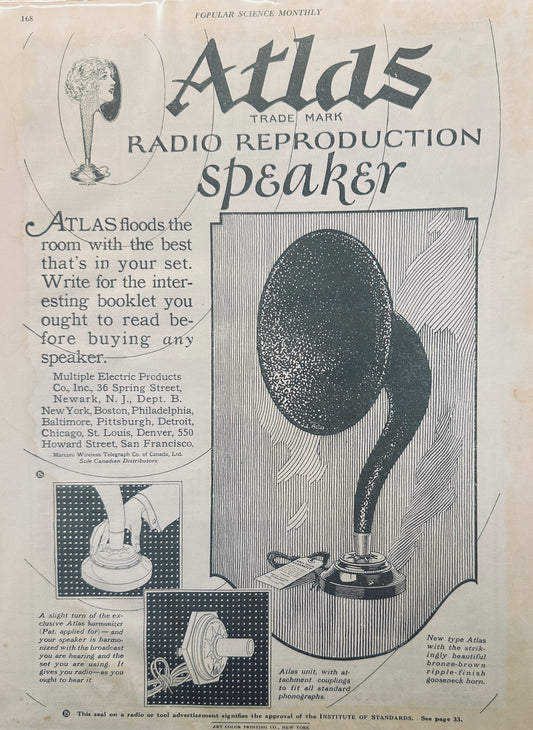1924 Double Sided Radio Related Atlas Ad S74