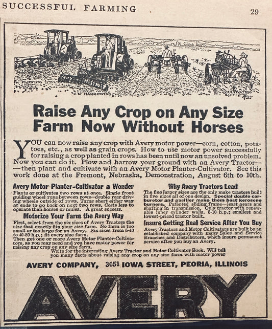 1917 Avery Farm Equipment - Trimmed Magazine Ad S94