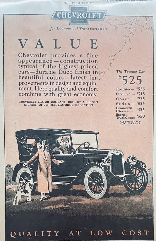 1925 Chevrolet Touring Car  Pricing for All Styles Shown A90