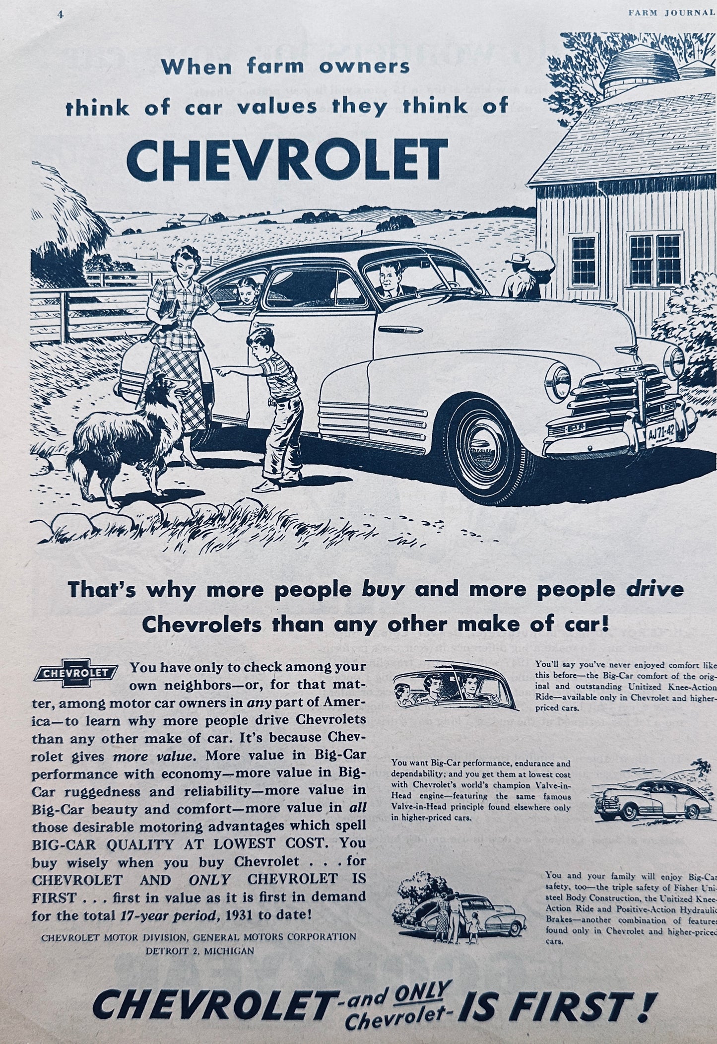 1948 Chevrolet Sedan On the Farm Magazine Ad