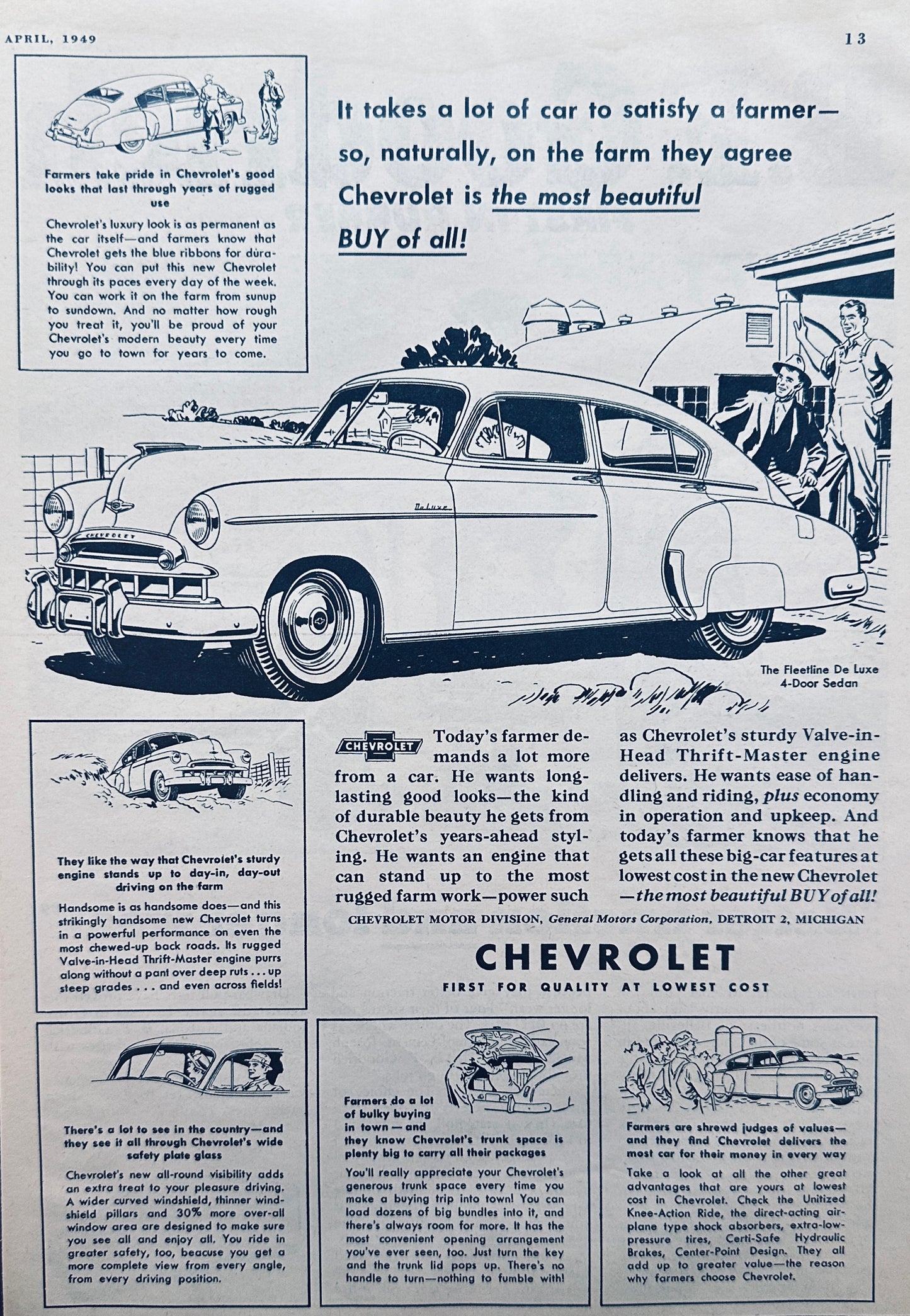 1949 Chevrolet Fleetline Deluxe Sedan Magazine Ad