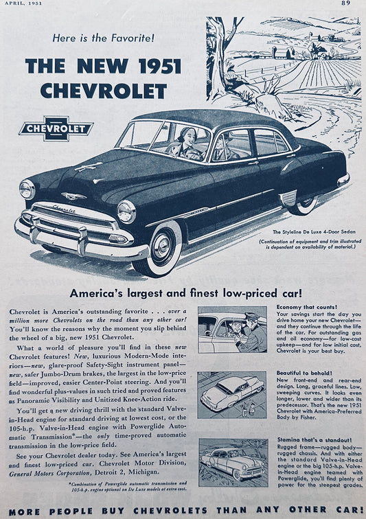 1951 Chevrolet Styleline De Luxe 4-door Sedan Advertisement