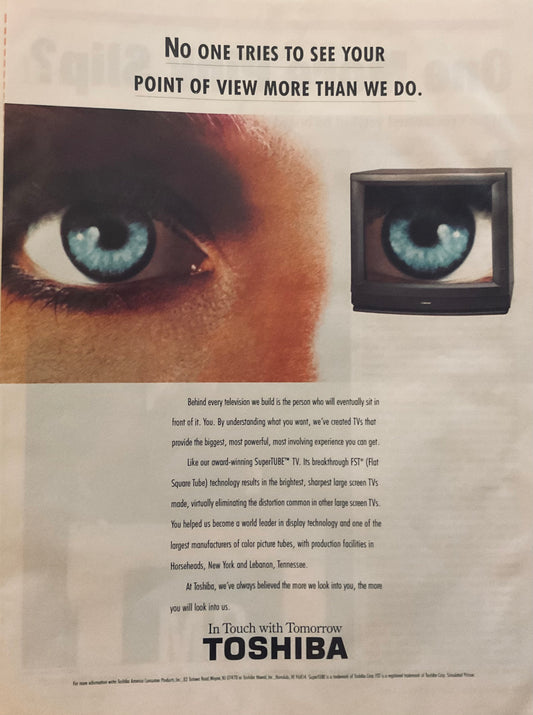 1992 Toshiba Television Technology Magazine Ad Point of View