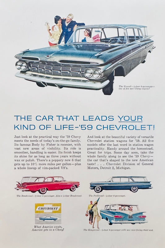 1959 Chevrolet Chevy Nomad  4 Body Styles Shown Magazine Ad