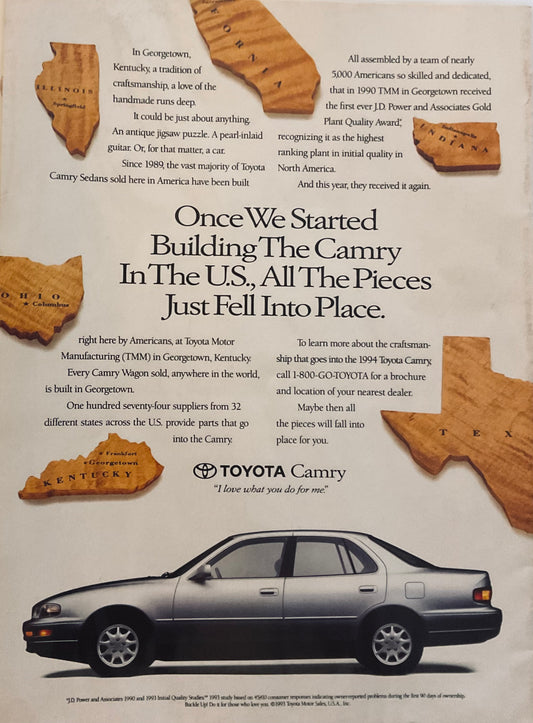 1993 Toyota Camry - Built and Sourced in the United States - Magazine Ad