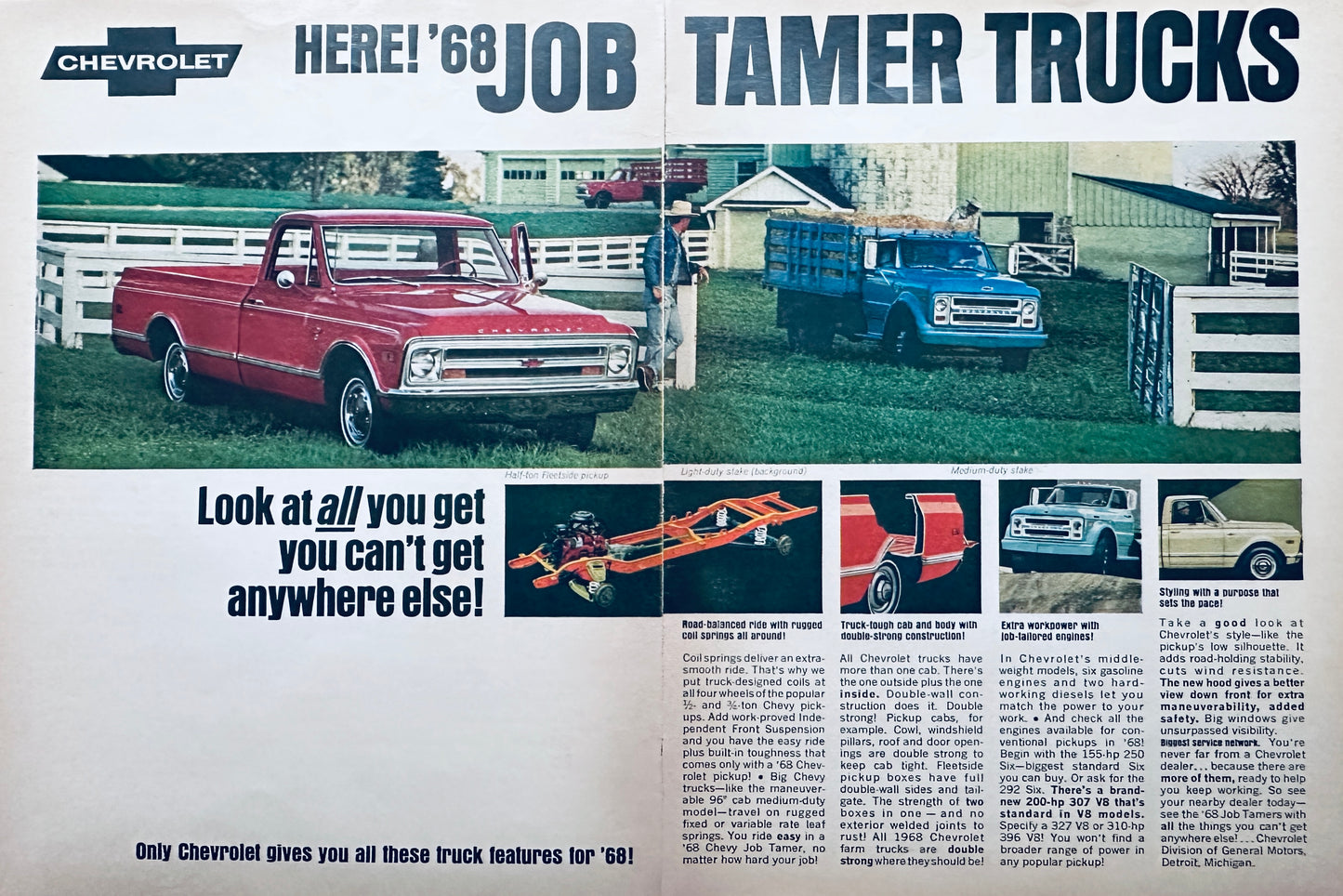 1968 Chevrolet Chevy Job Tamer Trucks - 2-Page Magazine Ad