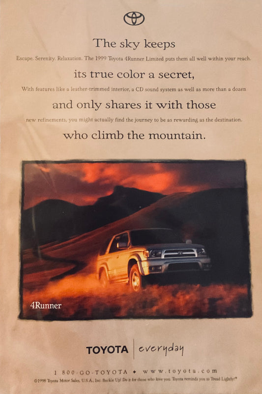 1998 Toyota 4Runner SUV - Escape. Serenity. Relaxation. - Magazine Ad