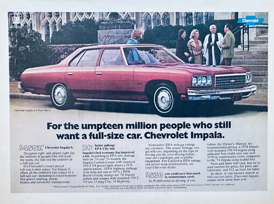 1976 Chevrolet Chevy Impala  After Church Conversation Magazine Ad