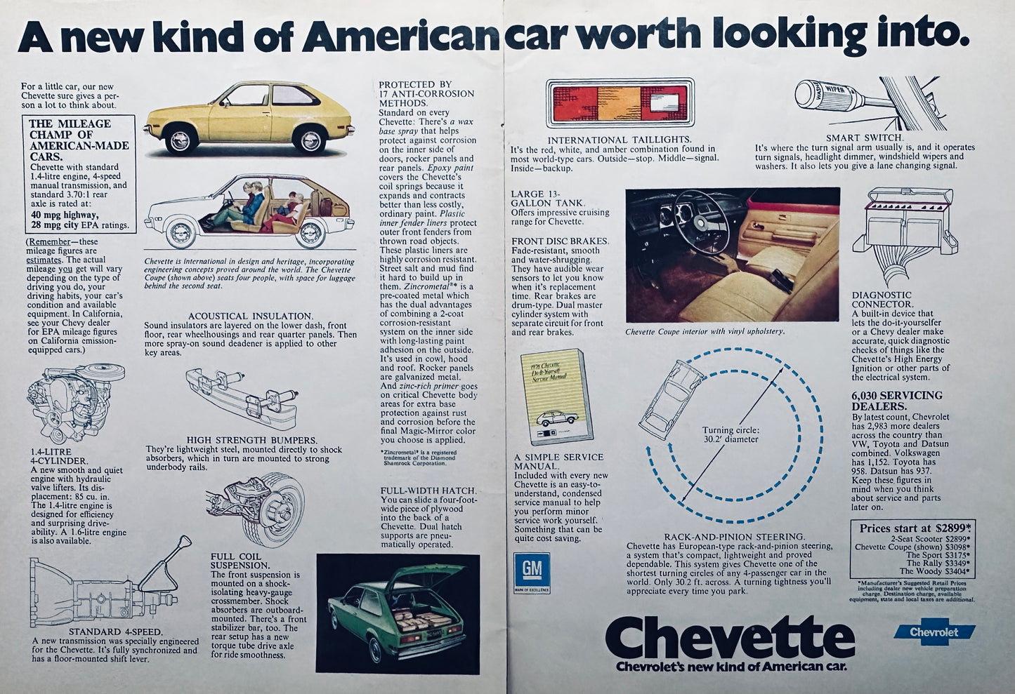 1976 2-page Chevrolet Chevette Magazine Ad - Worth Looking Into