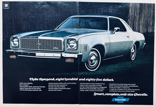 1976 Chevrolet Chevelle Malibu Six Coupe - Barn  2-page magazine ad