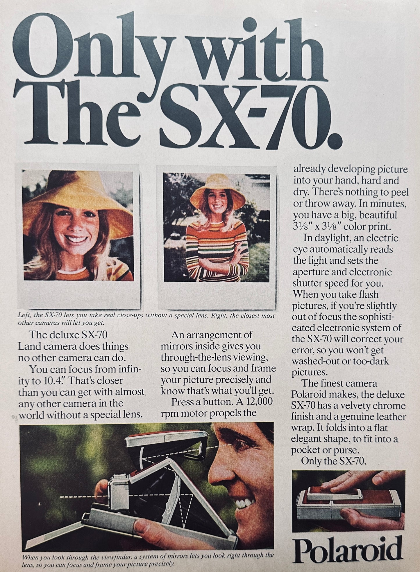 1976 Chevrolet Monza Towne Coupe & Polaroid SX 70 Camera  Magazine Ad