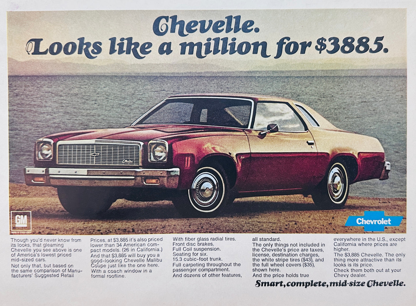 1977 Chevrolet Chevelle 2-door Mid-Size on the Beach Magazine Ad