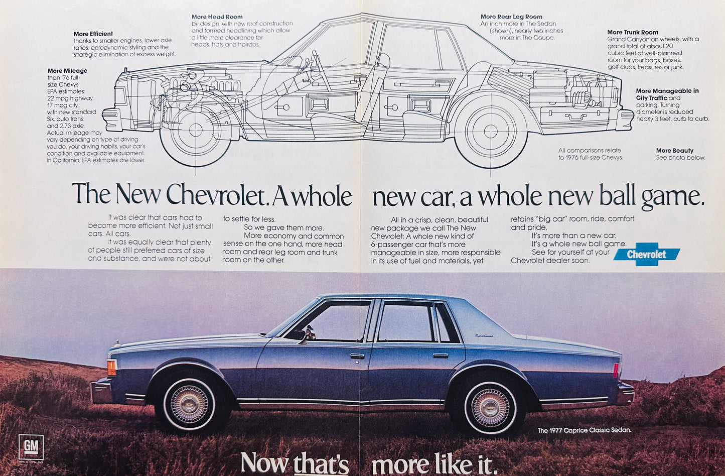 1977 Chevrolet Caprice Classic Sedan Centerfold Magazine Ad